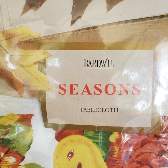 Bardwil 60" x 102" Oblong Cotton Tablecloth Seasons Fall Autumn Harvest Turkey - Picture 3 of 5